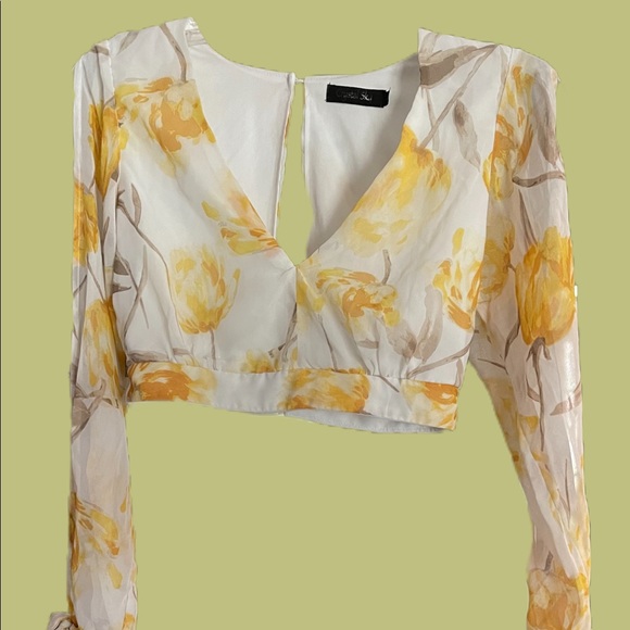 Crystal Sky Two Piece Set Top Crop Split Sleeve High Waist Split Pants Size 3 - Picture 2 of 7